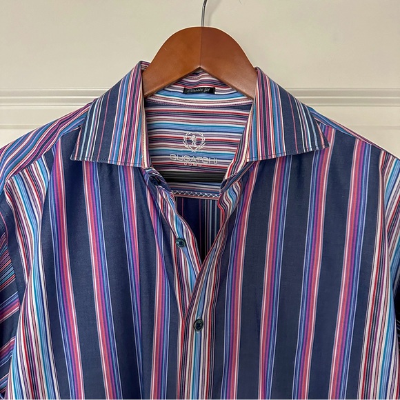 Bugatchi Uomo Striped Button Down Long Sleeve Shirt - Picture 3 of 4